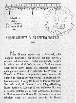 Velleia studiata da un erudito francese